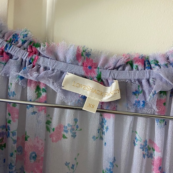 $395 LOVESHACKFANCY Popover Dress Blue Sheer Skies Size XS Blue Floral - Picture 5 of 7